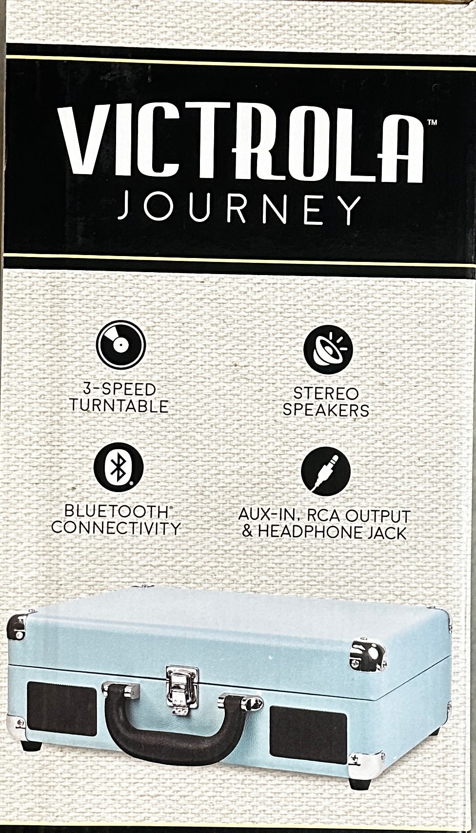 Victrola Journey Bluetooth Suitcase Record Player – 3-Speed Turntable, Built-in Speakers, Turquoise