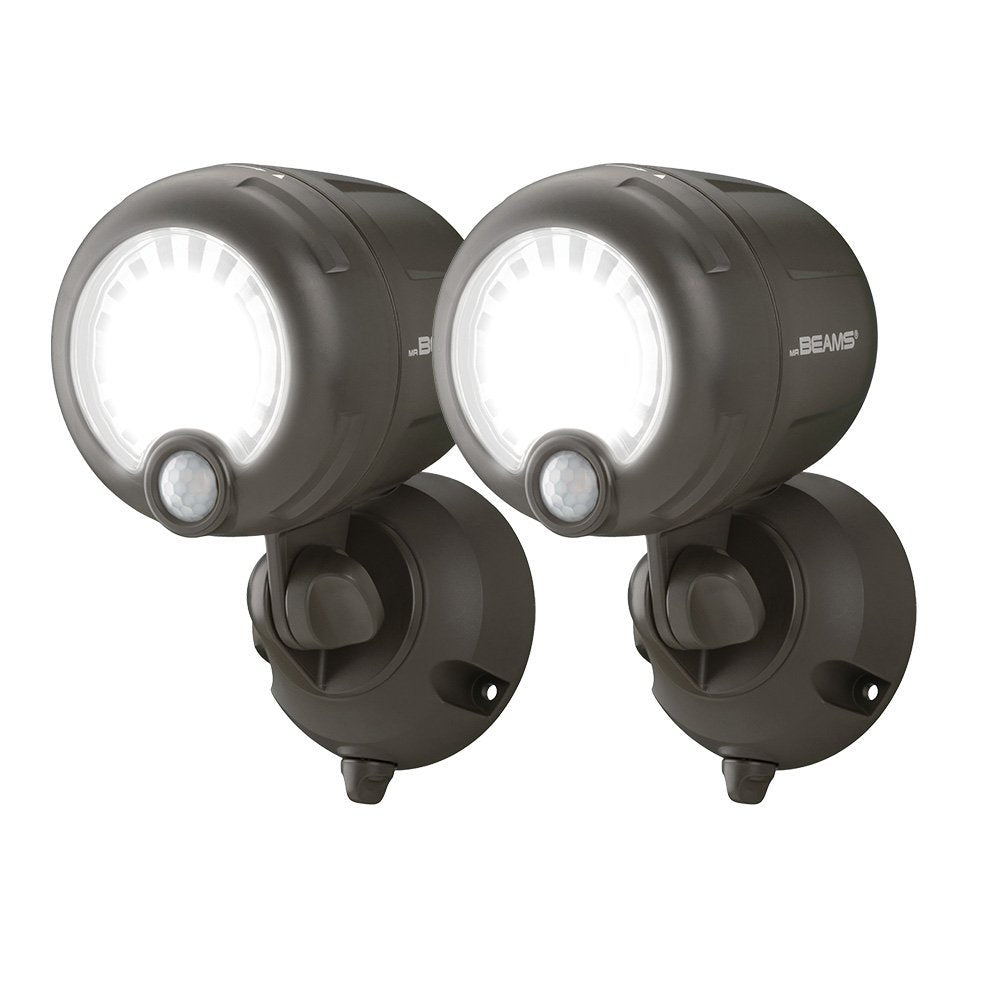 Beams MB360XT Wireless LED Spotlight (2-Pack, Brown) – 200 Lumens Motion-Activated Security Light