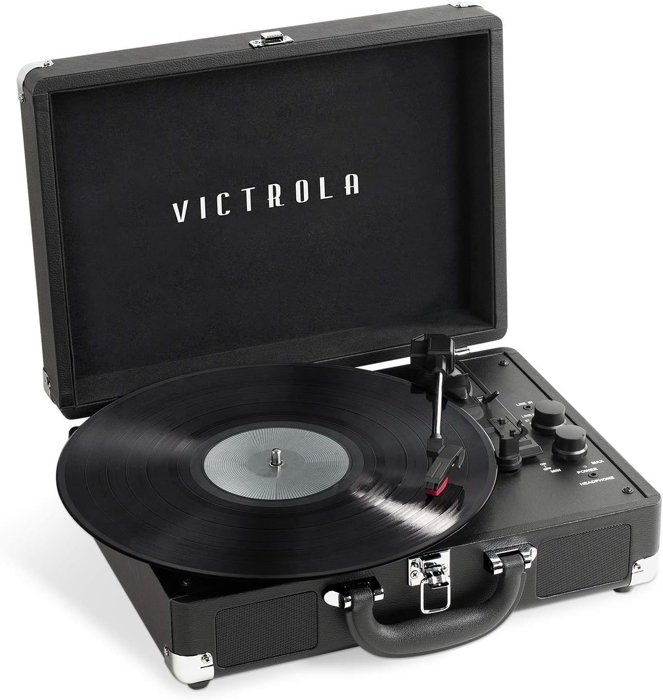 Journey+ Bluetooth Suitcase Record Player, Black (VSC-400SB-BLK-SDF) (OPEN BOX)