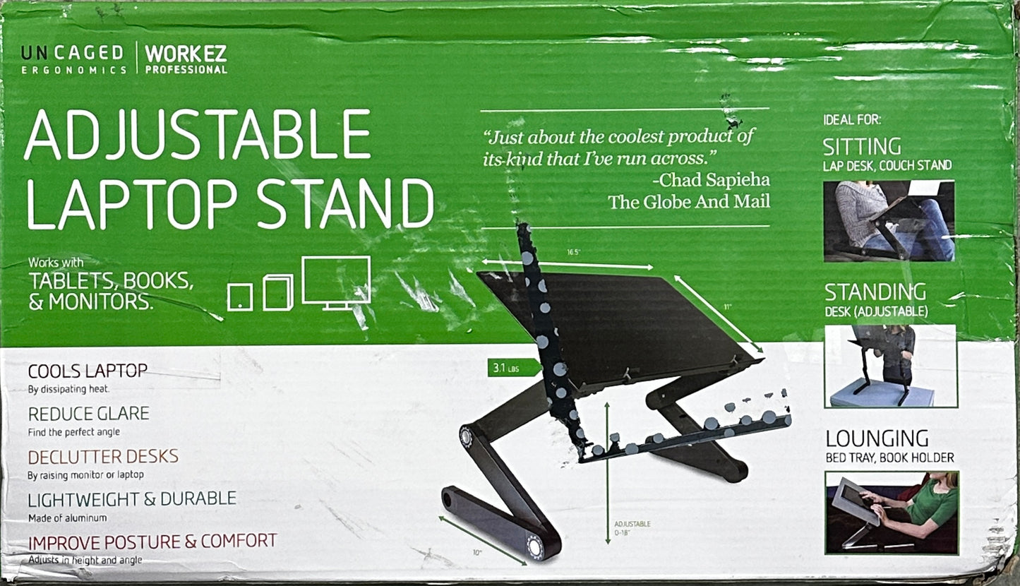 WorkEZ Adjustable Laptop Stand – Foldable Ergonomic Desk & Bed Laptop Holder