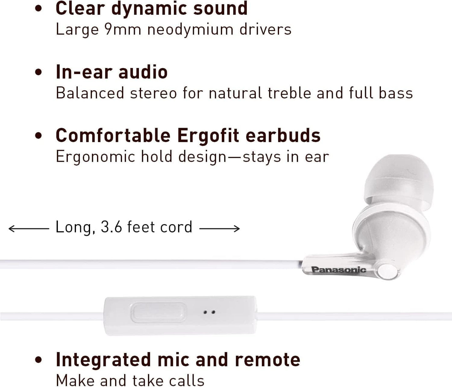 Panasonic ErgoFit Wired Earbuds TCM125 (OPEN BOX)
