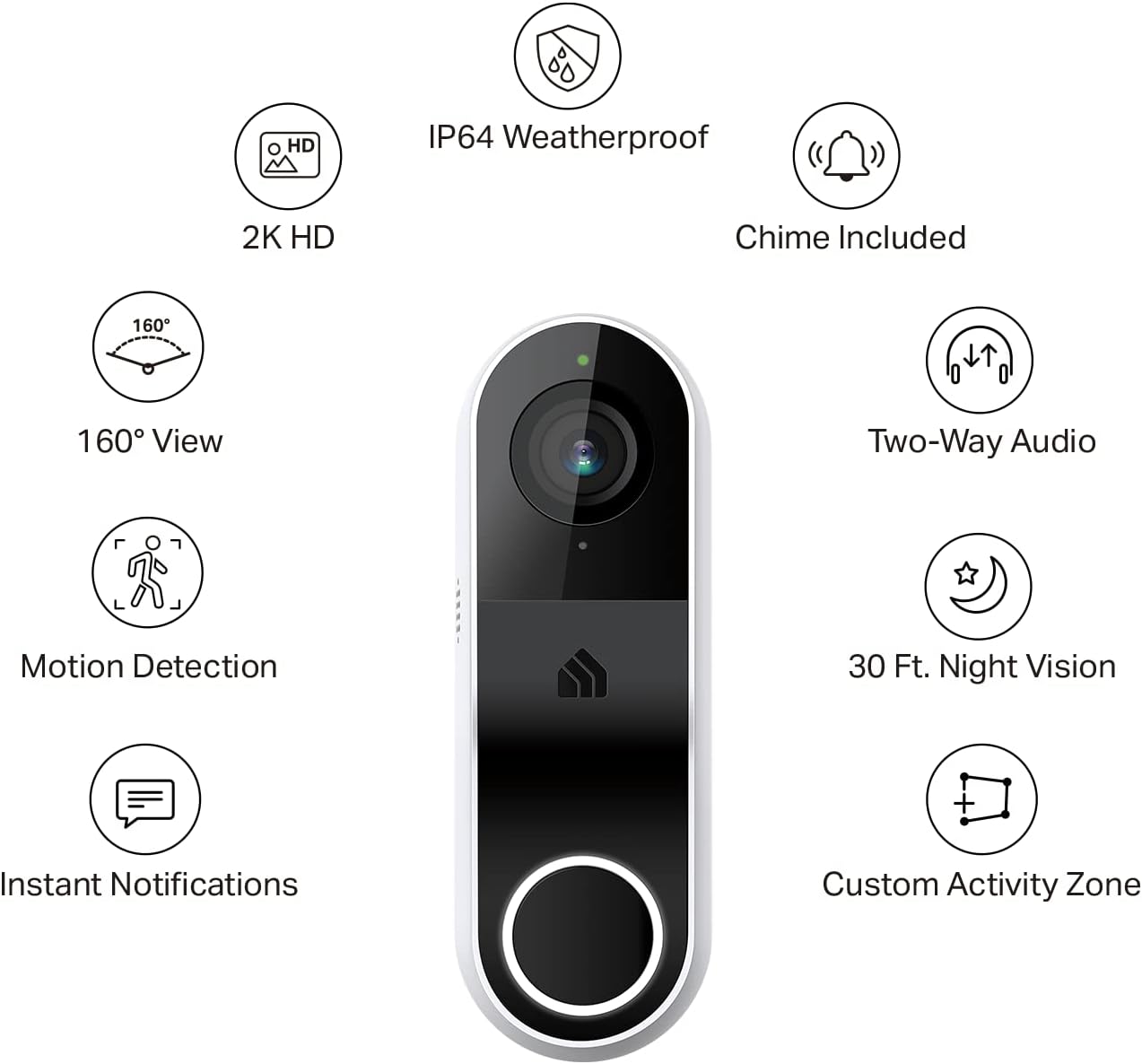 Kasa Smart Video Doorbell Camera Hardwired w/Chime 3MP 2K Resolution (OPEN BOX)