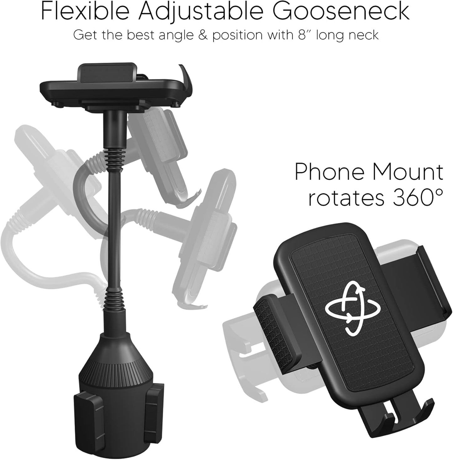 TALK WORKS 8" Gooseneck Car Cupholder Phone Mount – iPhone & Smartphones