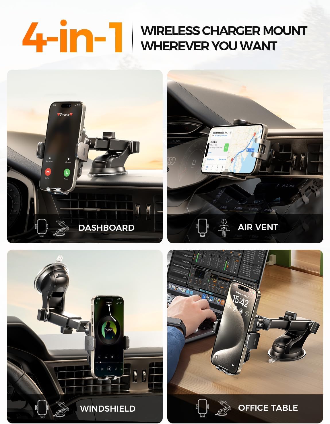 CHGeek Wireless Car Charger Phone Holder Mount (OPEN-DAMAGE BOX)