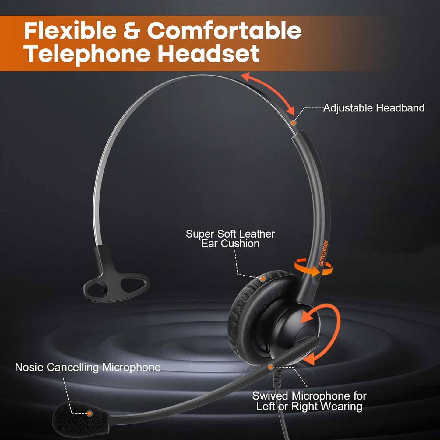 EMAIKER Telephone Headset Call Center Headset