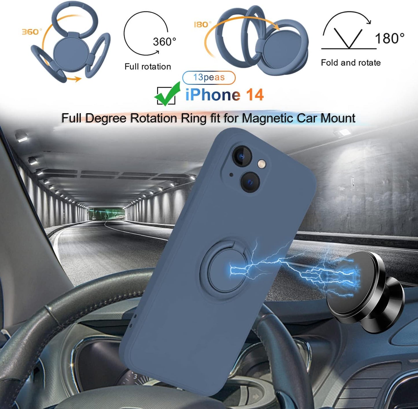Magnetic Bracket Ring Phone Cases For IPhone 14 (OPEN BOX)