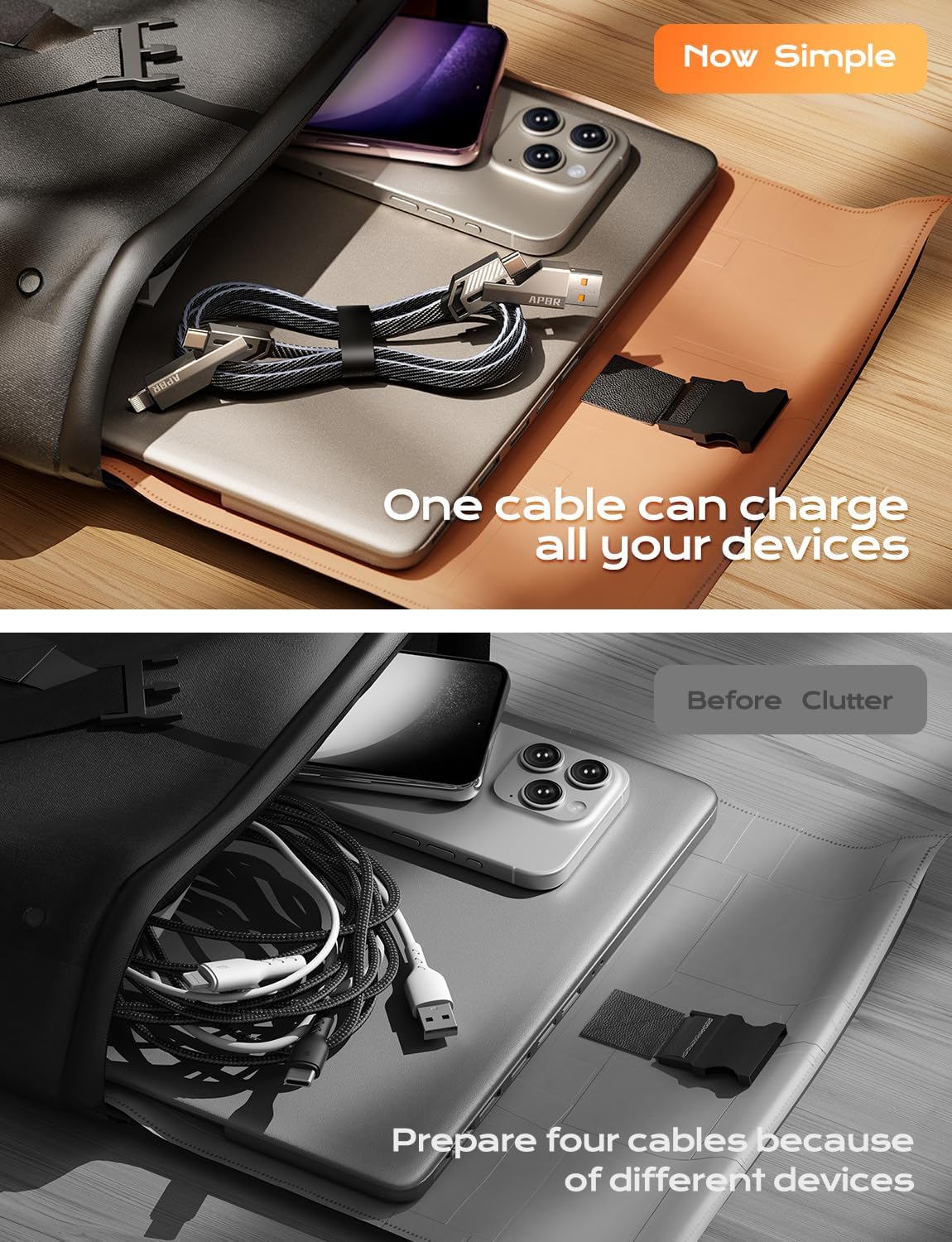 4-in-1 USB C Fast Charging Cable 60W Flat Braided Nylon (OPEN BOX)