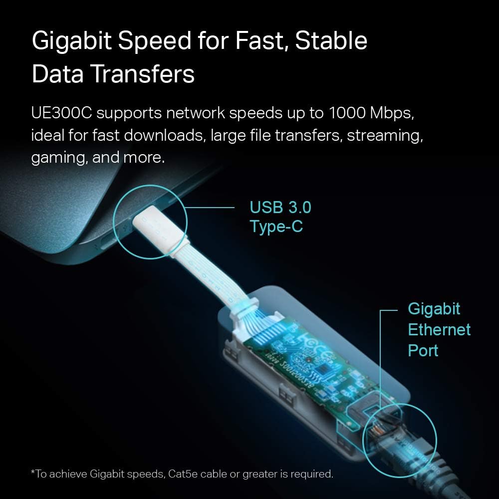 TP-Link USB C to Ethernet Adapter (UE300C) RJ45 to USB C