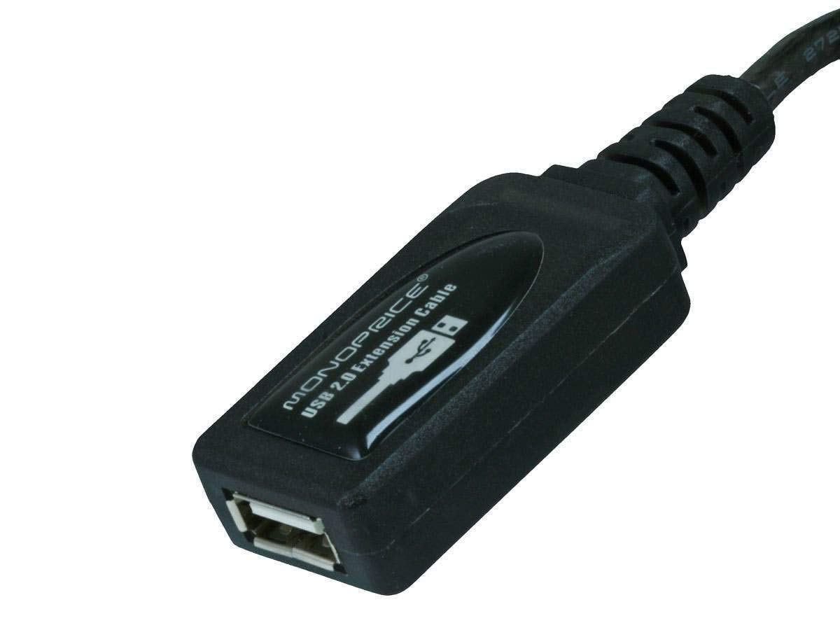 Monoprice USB Type-A to Female 2.0 Extension Cable 32 Feet, Black (OPEN BOX)