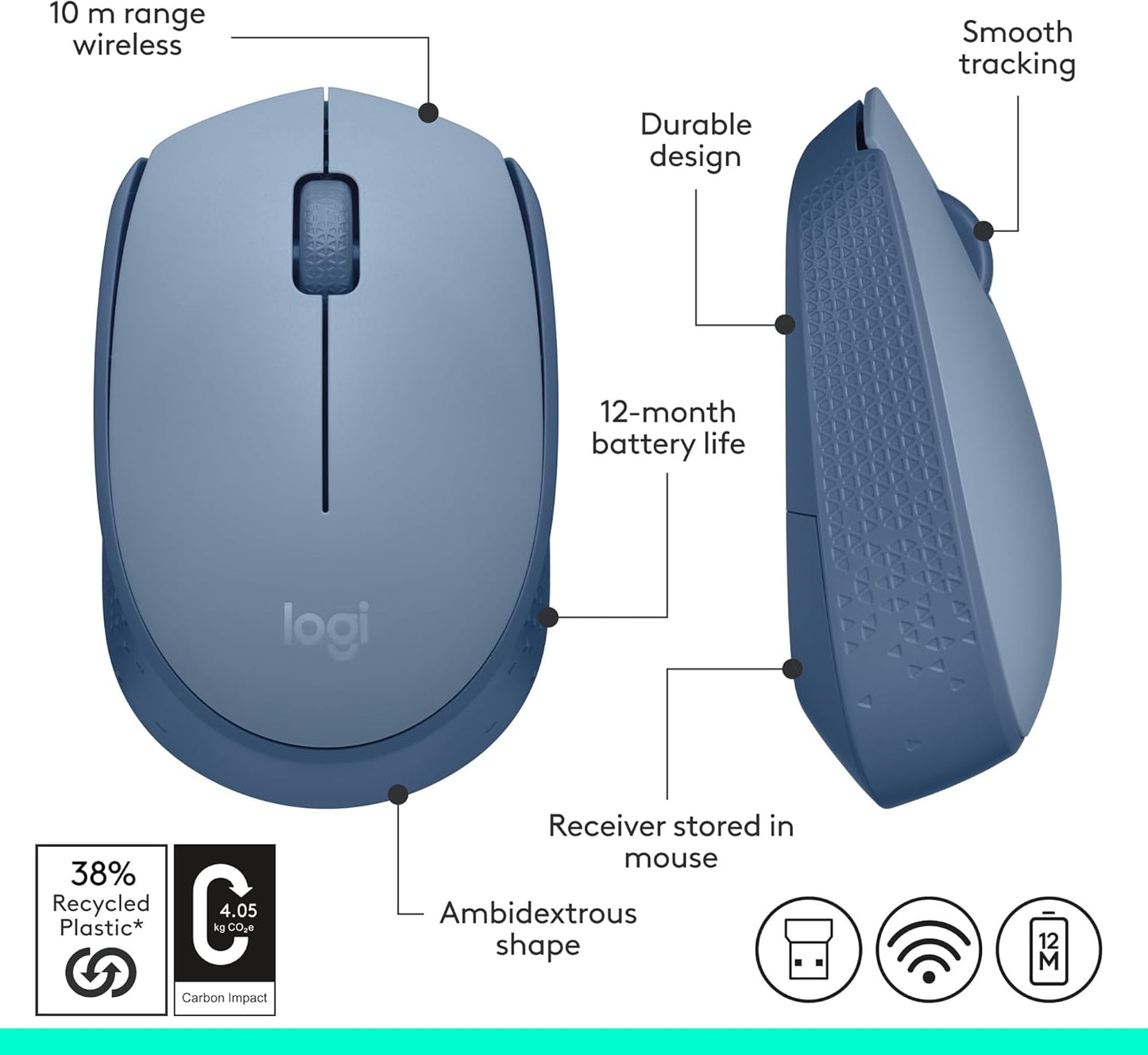 Logitech M170 Wireless Mouse for PC, Mac, Laptop, 2.4 GHz with USB Mini Receiver (OPEN BOX)