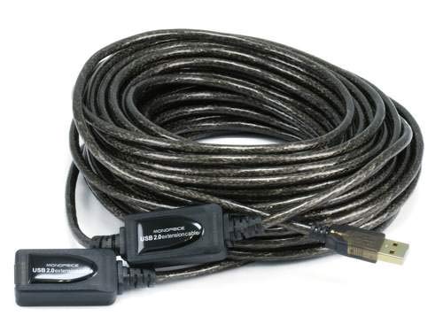 Monoprice USB Type-A to Female 2.0 Extension Cable 32 Feet, Black (OPEN BOX)