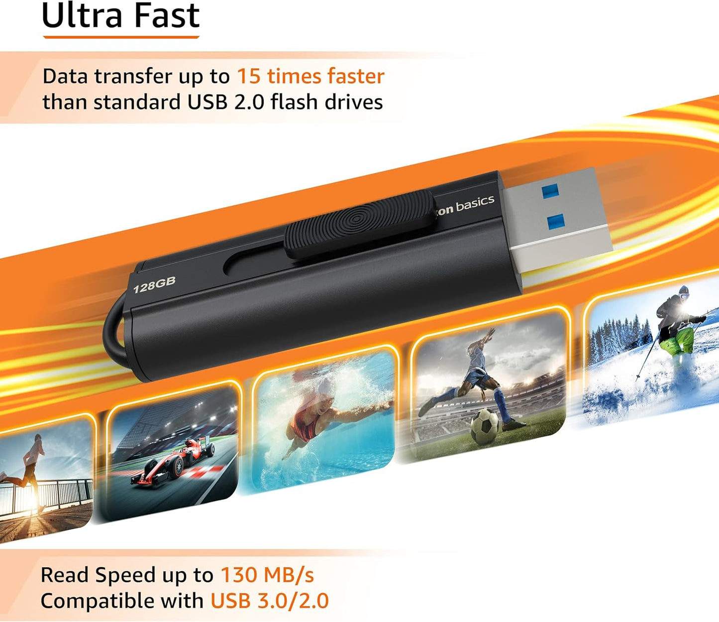 Amazon Basics 128GB Ultra-Fast USB 3.1 Flash Drive - Black (OPEN BOX)