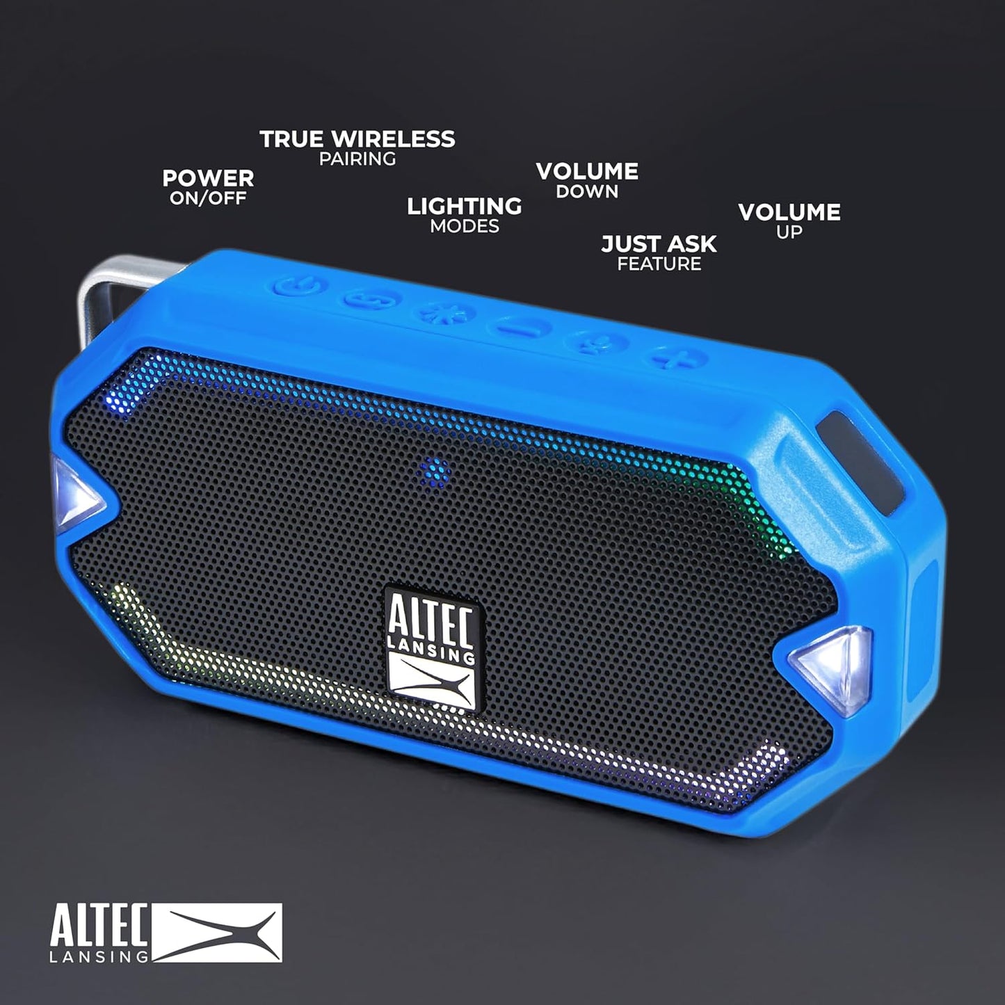 Altec Lansing HydraMini Bluetooth Speaker – Waterproof LED – Royal Blue – OPEN BOX