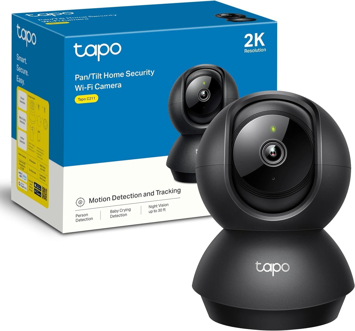 Tapo TP-Link 2K Pan/Tilt Indoor Security Camera Black C211