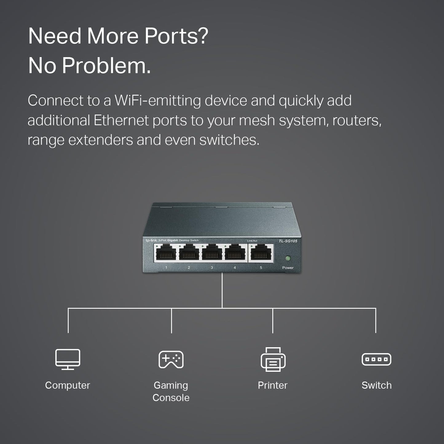 TP-Link TL-SG105 5-Port Gigabit Unmanaged Ethernet Switch