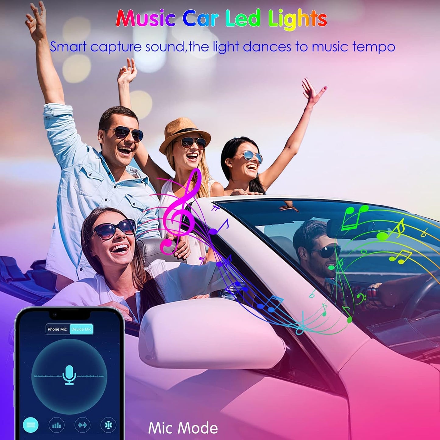 LED Car Interior Ambient Foot Strip Light Kit Backlight