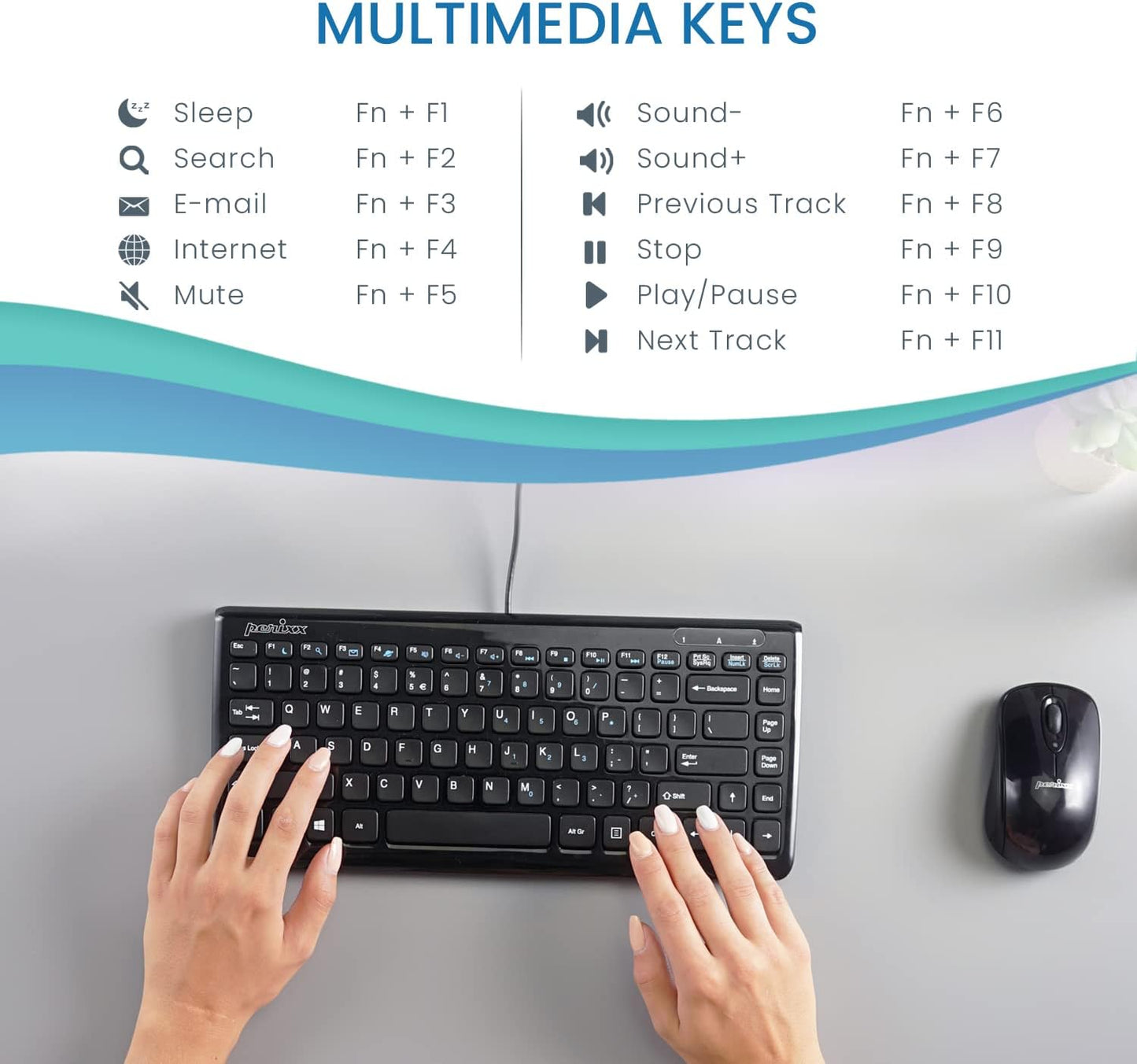 Perixx Periboard-407–Compact and Functional Mini USB Keyboard (OPEN BOX)