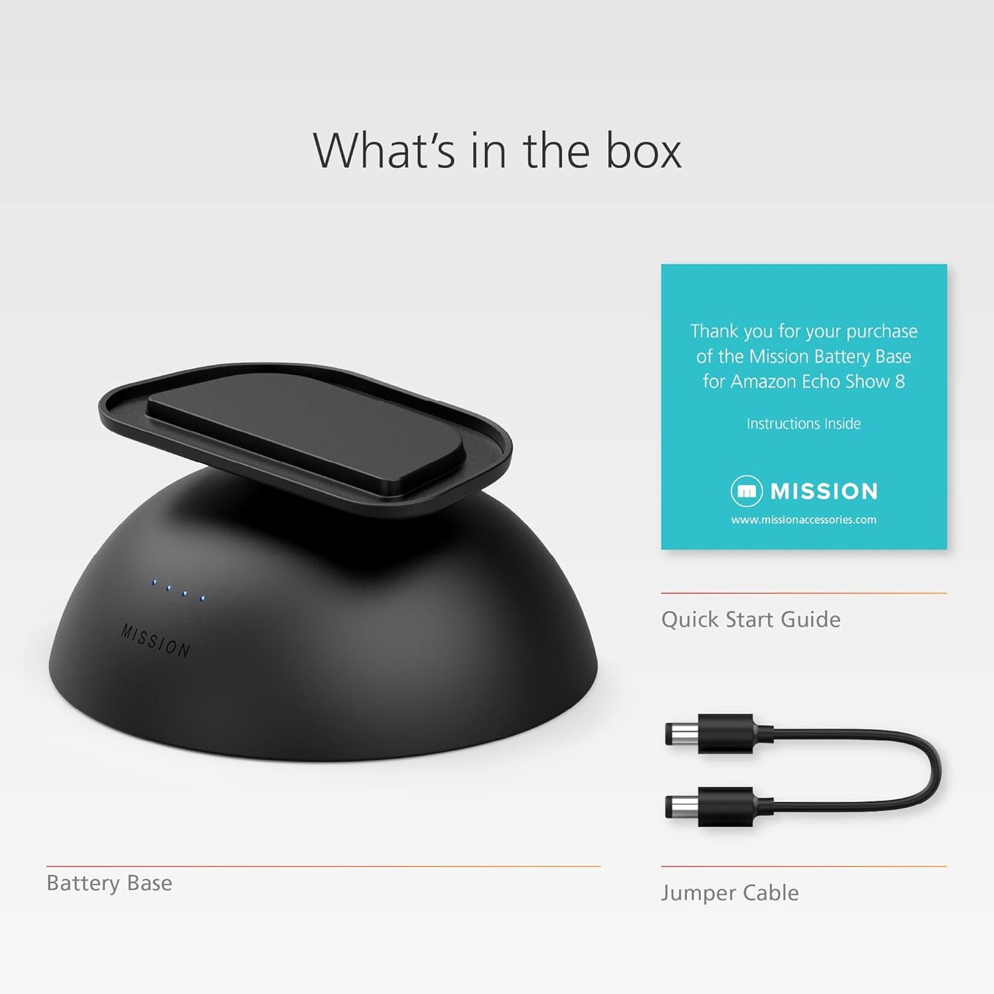 Mission - 2-in-1 Battery and Tilt Stand for Echo Show 8 (3rd Generation, 2023 Release)