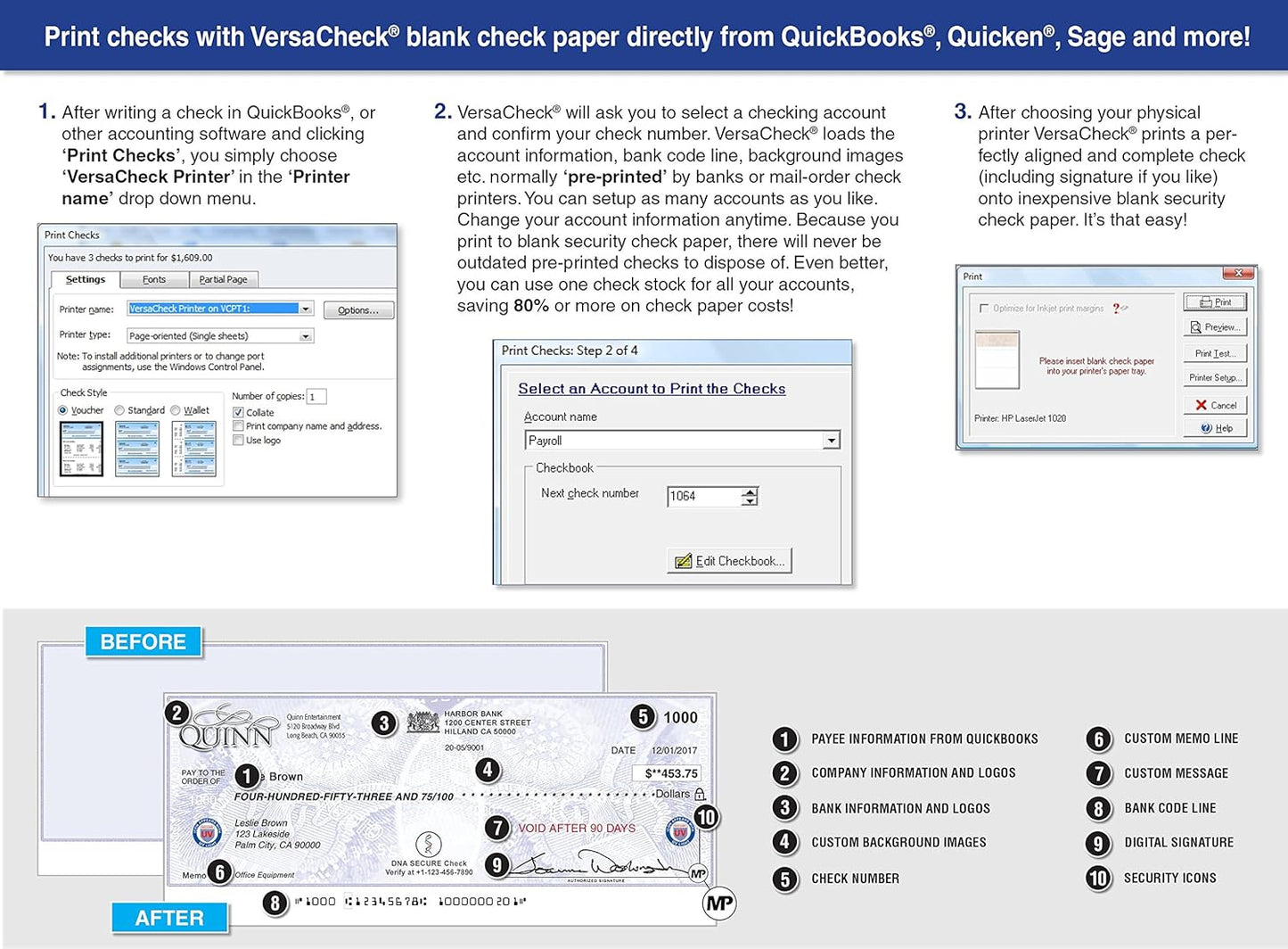 VersaCheck X9 Gold 2024 for Quickbooks - 5 User License