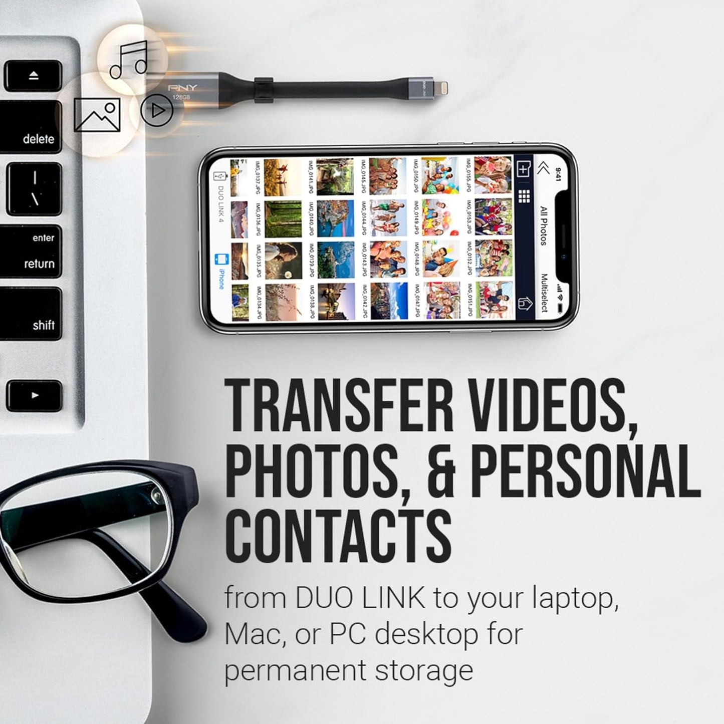 PNY - DUO Link 64GB USB 3.0 OTG Flash Drive for iOS Devices and Computers - Gray (OPEN BOX)