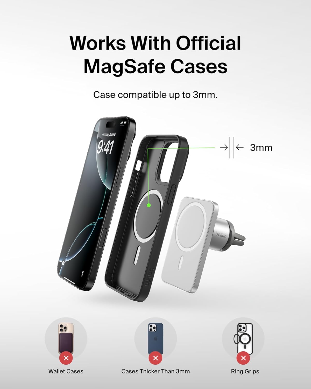 Belkin - MagSafe Vent Mount Pro - Car Phone Holder for iPhone (OPEN BOX)