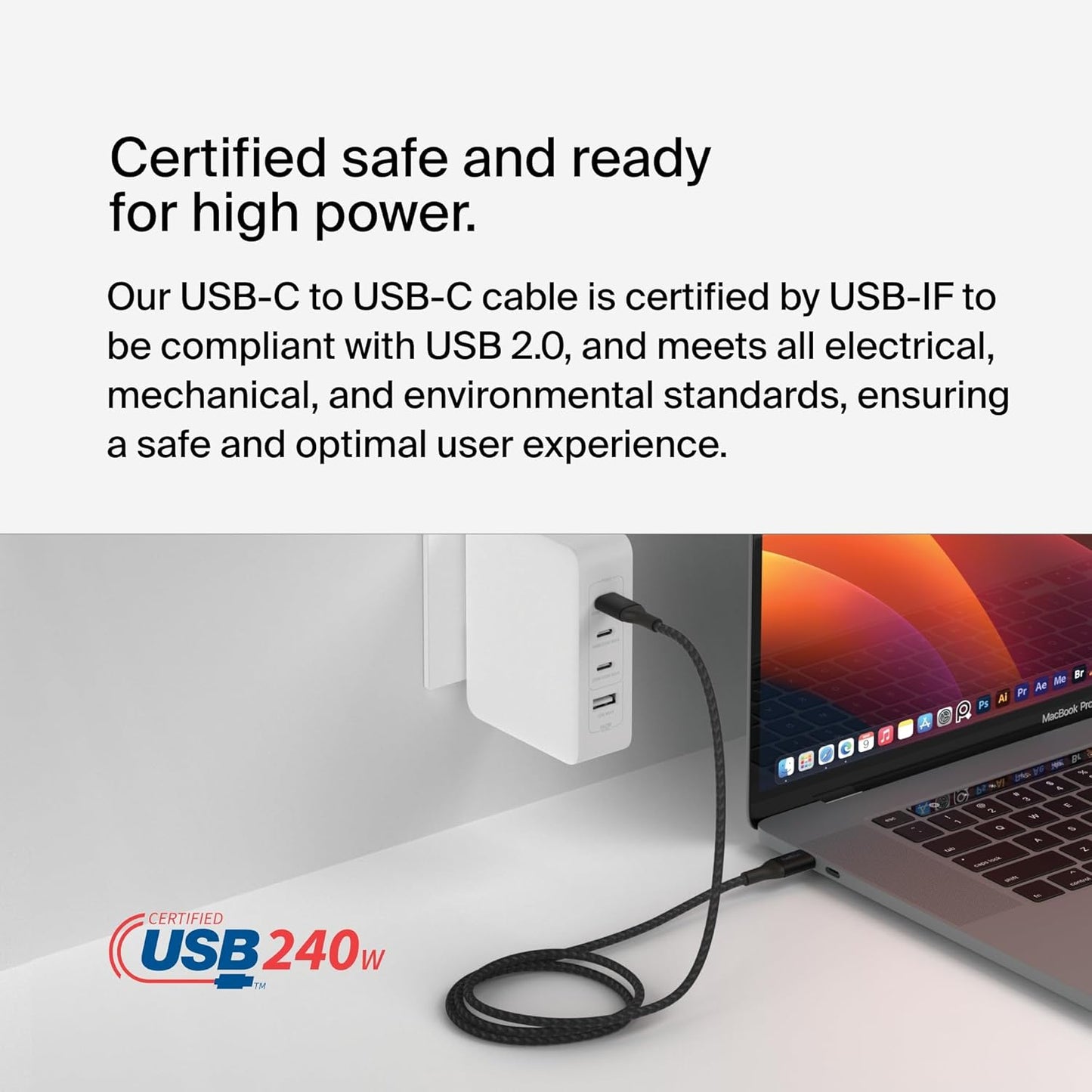 Belkin BoostCharge USB-C to USB-C Cable 240W Fast Charge Braided 2m (OPEN BOX)