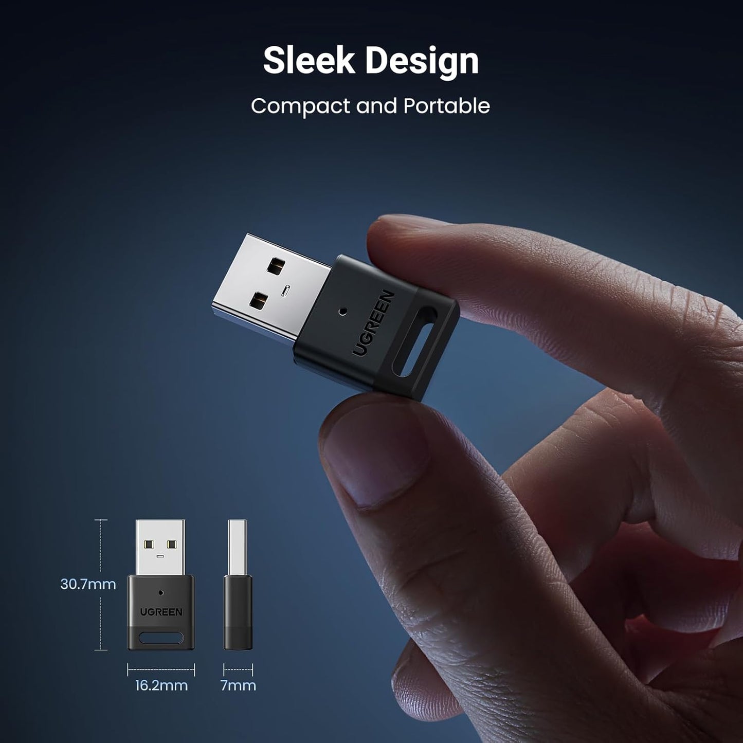 UGREEN USB Bluetooth Adapter, 5.3 Bluetooth Adapter for PC (NO BOX)