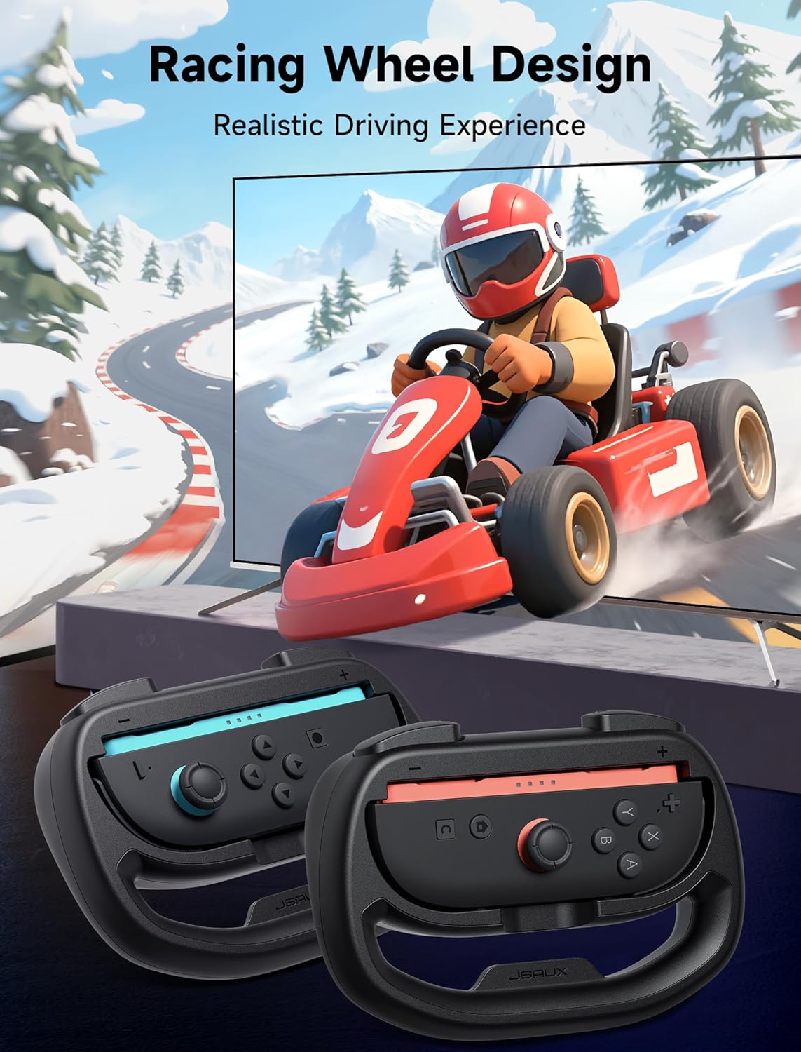 JSAUX Steering Wheels for Nintendo Switch 2 JoyCon ā Racing Wheel Accessories 2 Pack