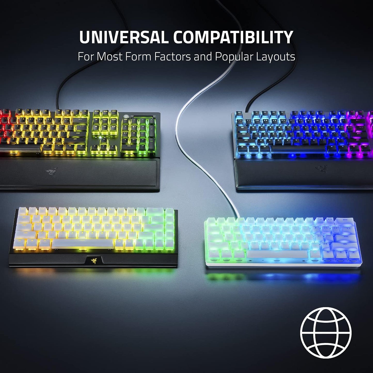 Razer Phantom Keycap Set – Stealth Pudding, White, 128 Keys, RGB Compatible