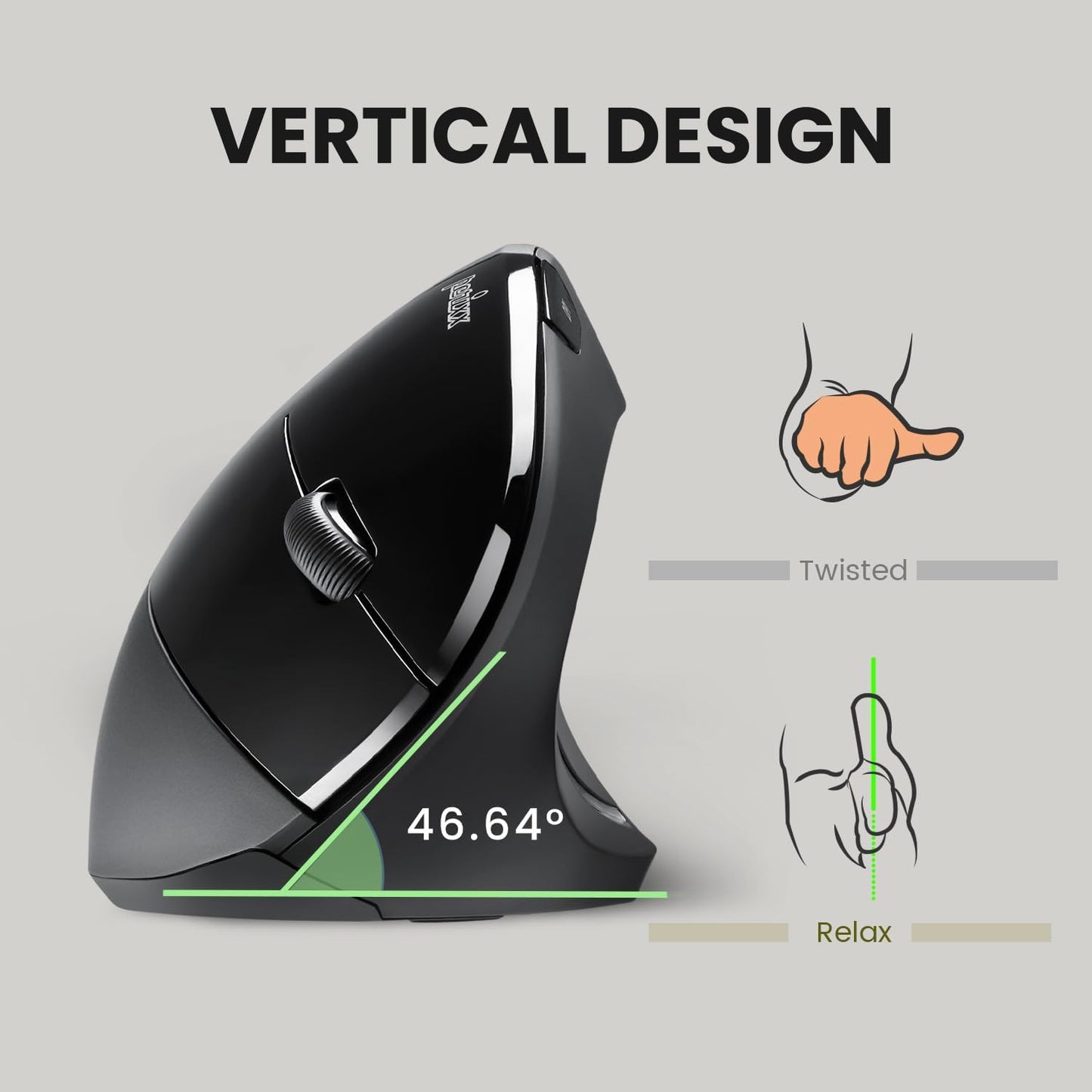 Perixx PERIMICE-713 Wireless Ergonomic Vertical Mouse – Black