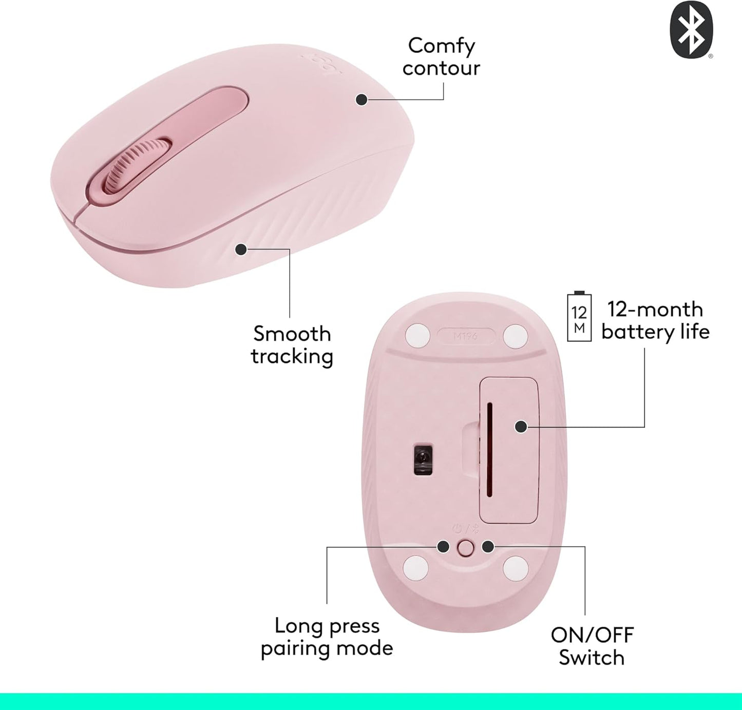 Logitech - M196 Lightweight Bluetooth Wireless Optical Mouse Compact (OPEN BOX)