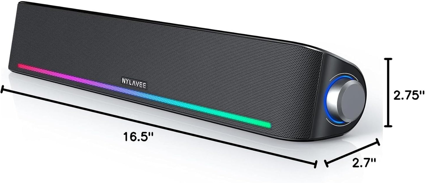 Nylavee Computer Speakers Hi-Fi Sound Computer Sound Bar (OPEN BOX)