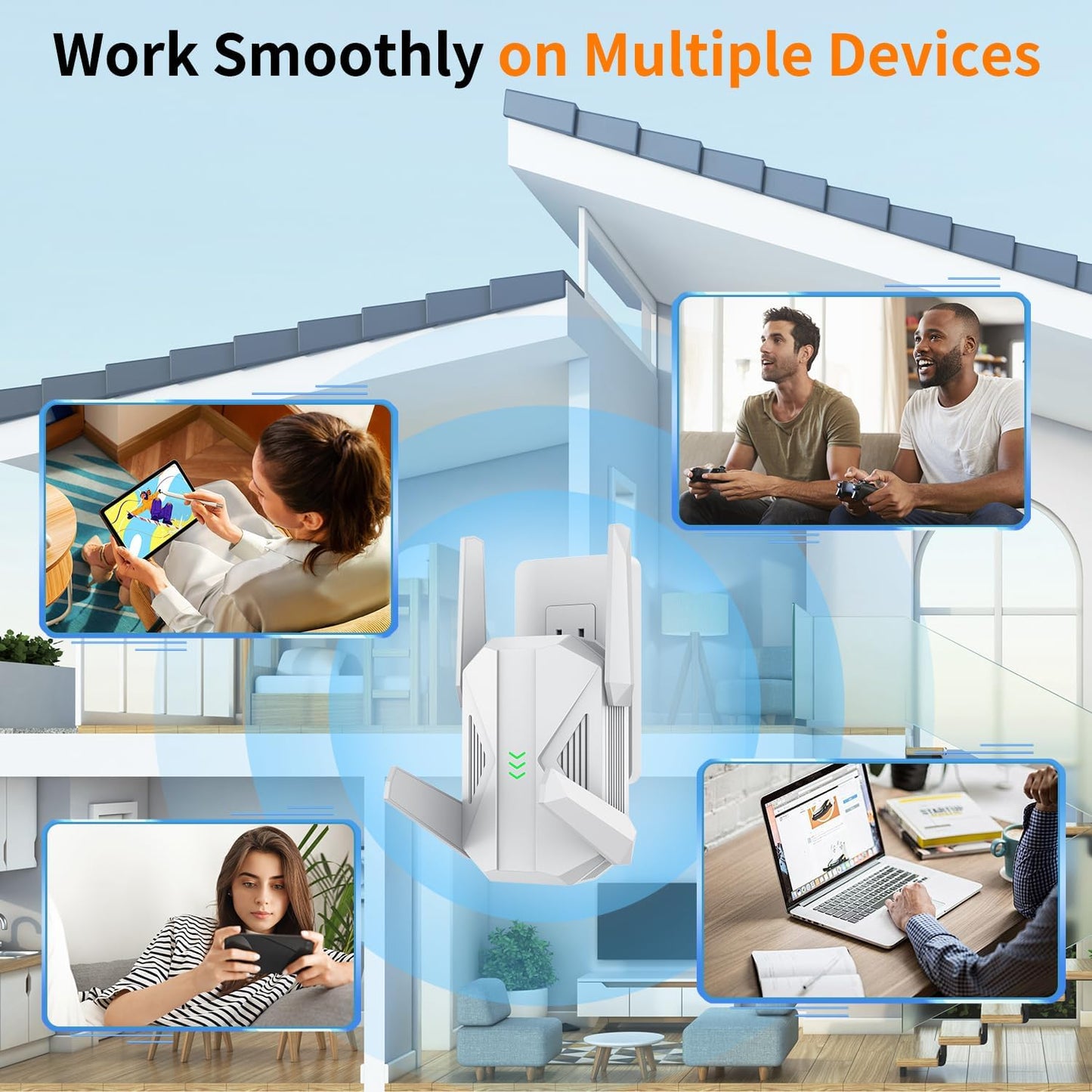 2025 WiFi Extender AC2100 Dual Band Booster-Fast Signal + Gigabit Port (OPEN BOX)