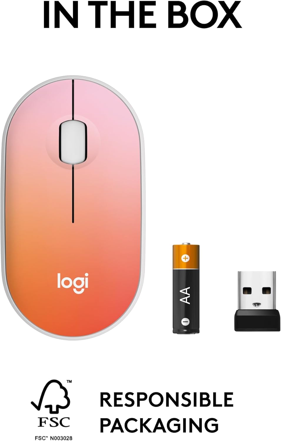 Logitech M340 Wireless Mouse – Silent Clicks, USB Receiver – Tropical Sunrise
