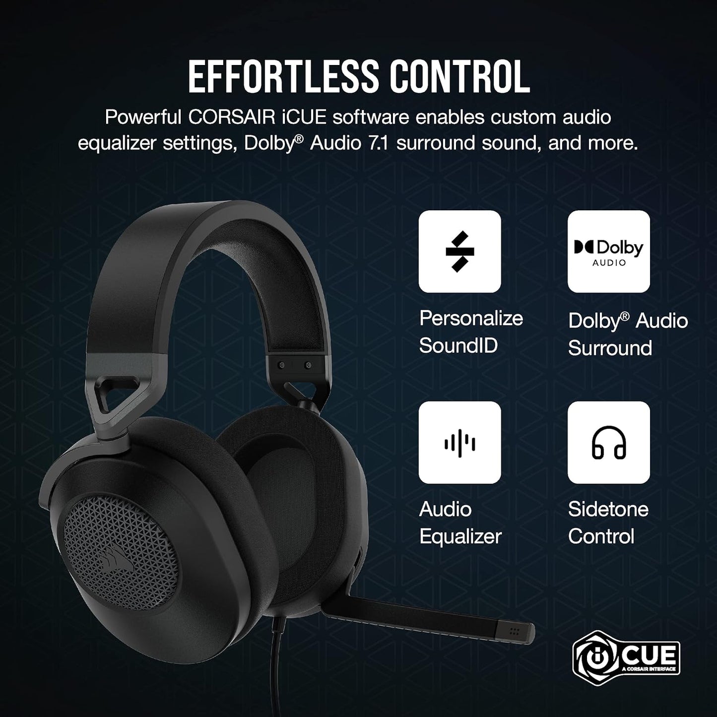 CORSAIR HS65 Surround Wired Gaming Headset – Dolby Atmos – PC, Mac, PS5, Xbox – Carbon