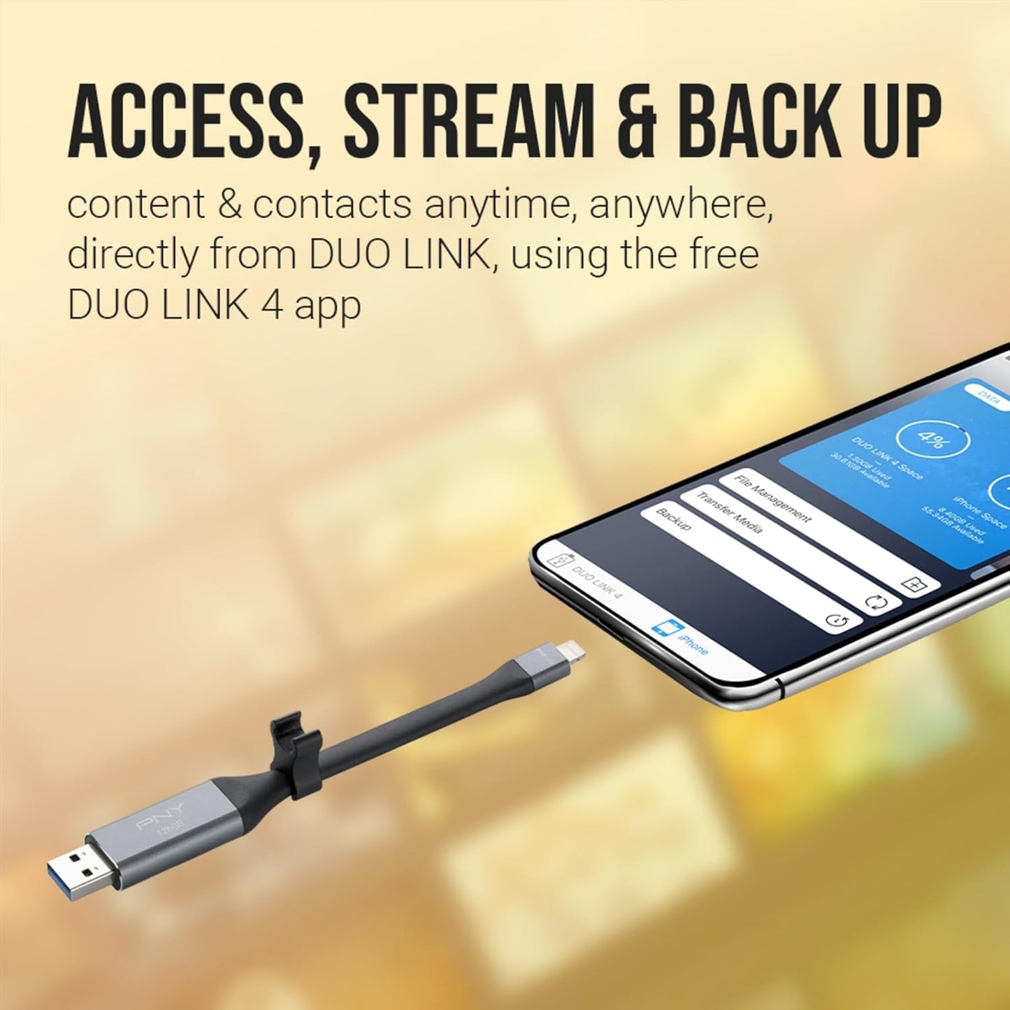 PNY - DUO Link 64GB USB 3.0 OTG Flash Drive for iOS Devices and Computers - Gray (OPEN BOX)