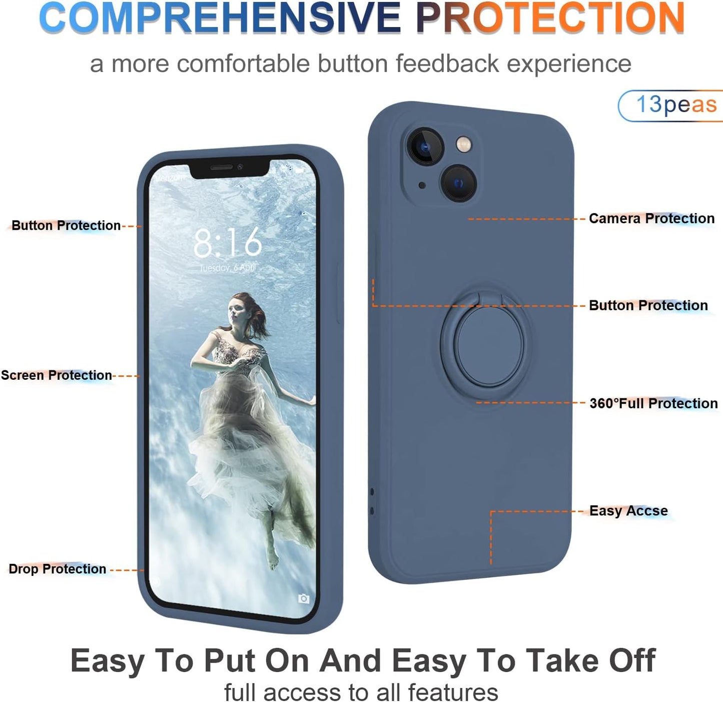 Magnetic Bracket Ring Phone Cases For IPhone 14 (OPEN BOX)