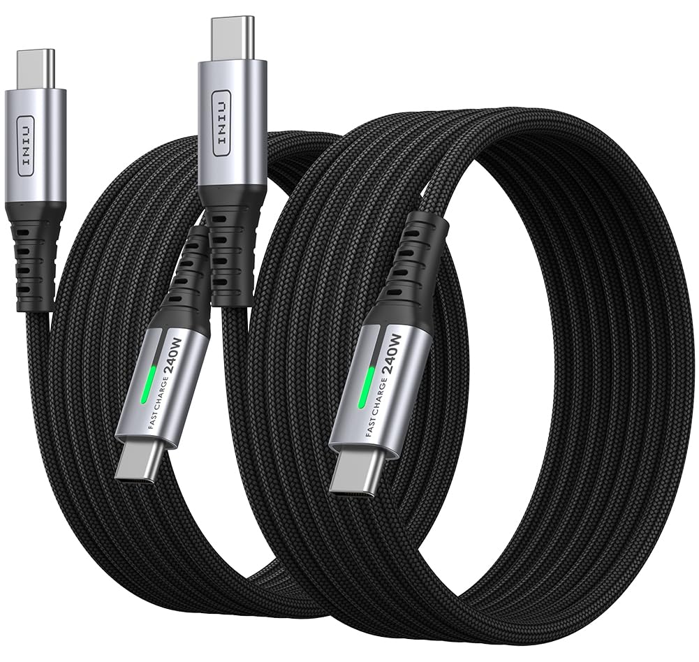 INIU USB C to USB C Cable 240W 6.6ft 2-Pack Fast Charging