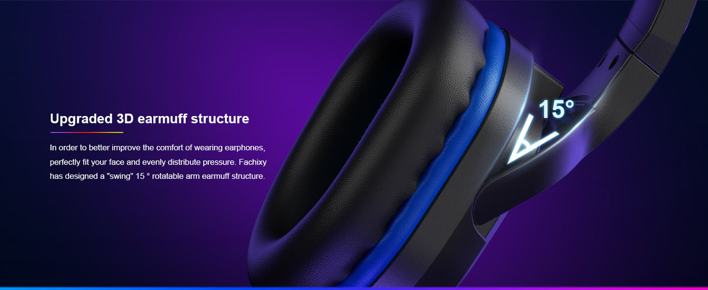 Fachixy FC200 Gaming Headset with Mic for PS4/PS5/PC/Mac/Xbox One, Noise Canceling Headset with Stereo Microphone Sound, Computer Headset with 3.5mm Jack & RGB Light