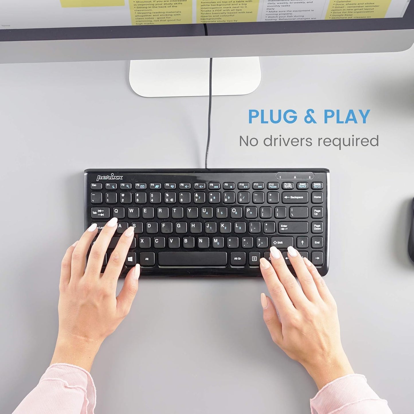 Perixx Periboard-407–Compact and Functional Mini USB Keyboard (OPEN BOX)