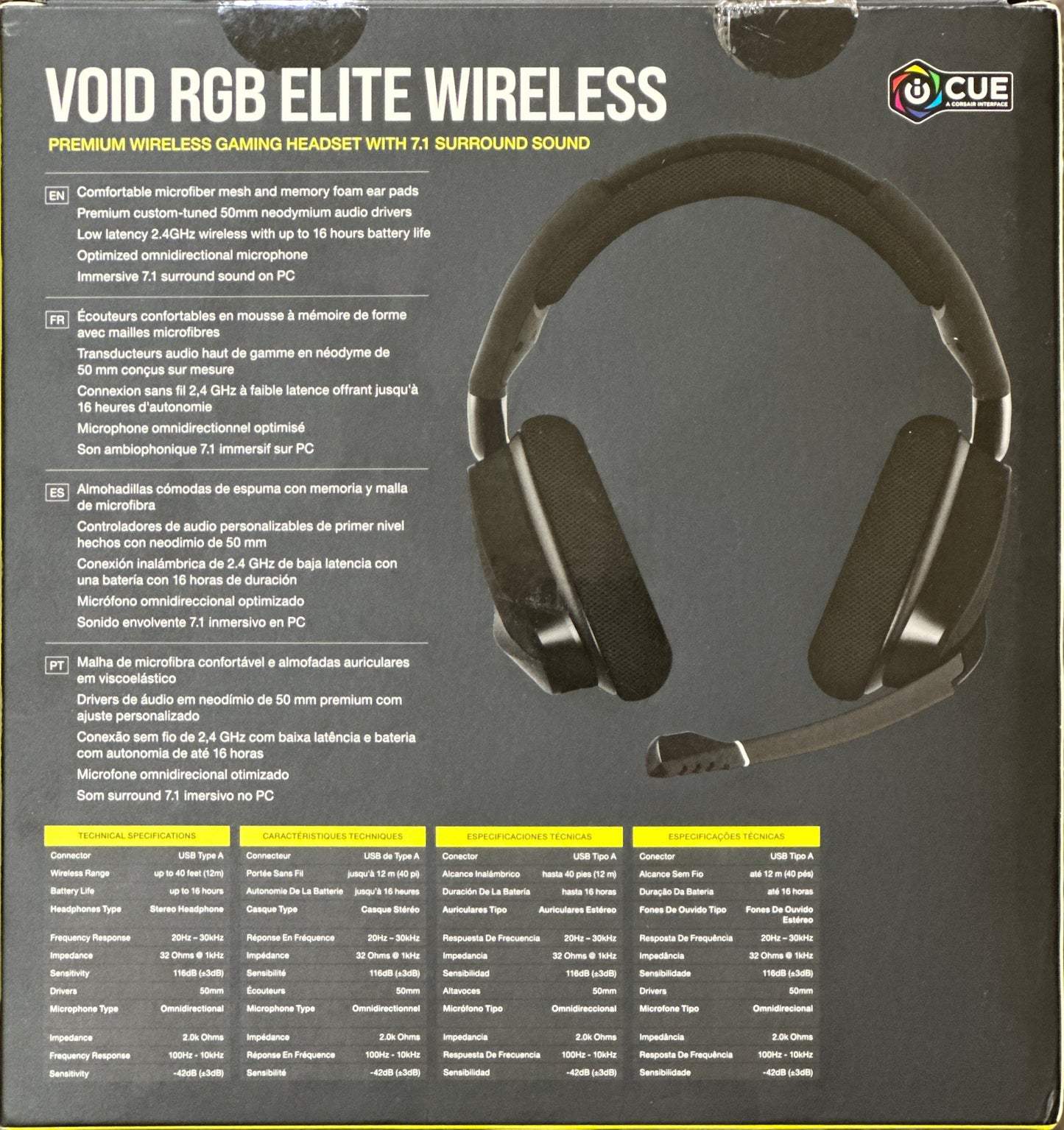 CORSAIR VOID RGB ELITE Wireless Gaming Headset – 7.1 Surround Sound
