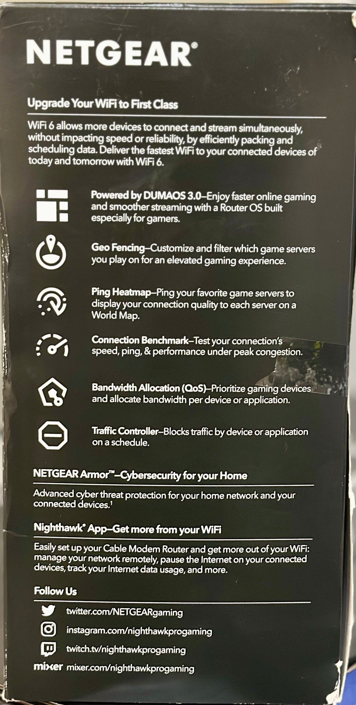 NETGEAR Nighthawk Pro Gaming WiFi 6 Router (XR1000) 6-Stream (OPEN BOX)
