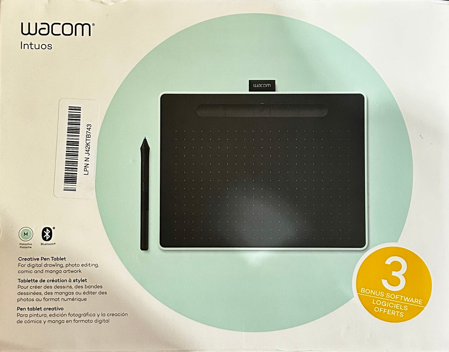 Wacom Intuos Medium Wireless Graphics Tablet - Pistachio (OPEN BOX)