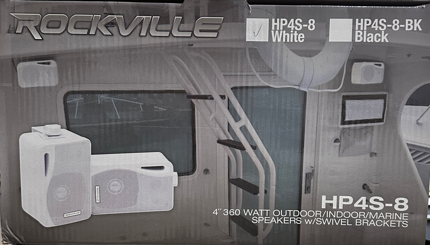 Pair Rockville HP4S-8 4" Outdoor/Indoor Home Theater Speakers w/ Swivel Bracket
