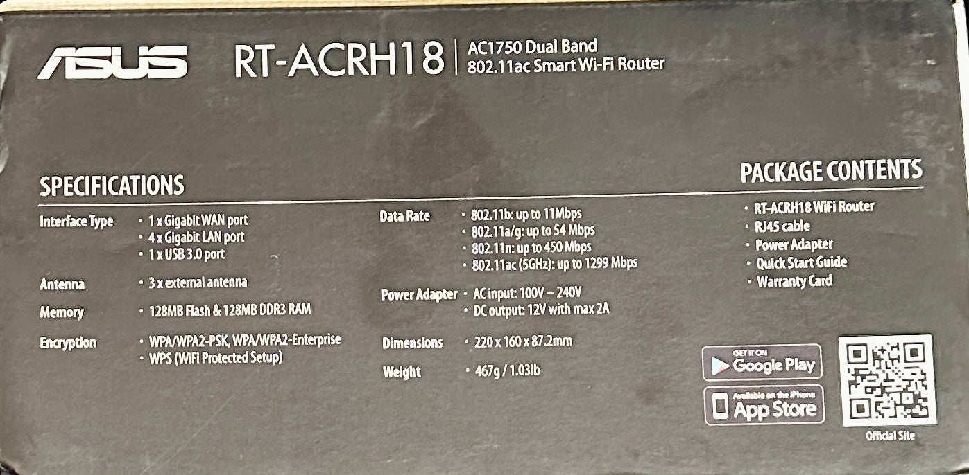 ASUS AC1750 WiFi Router RT-ACRH18