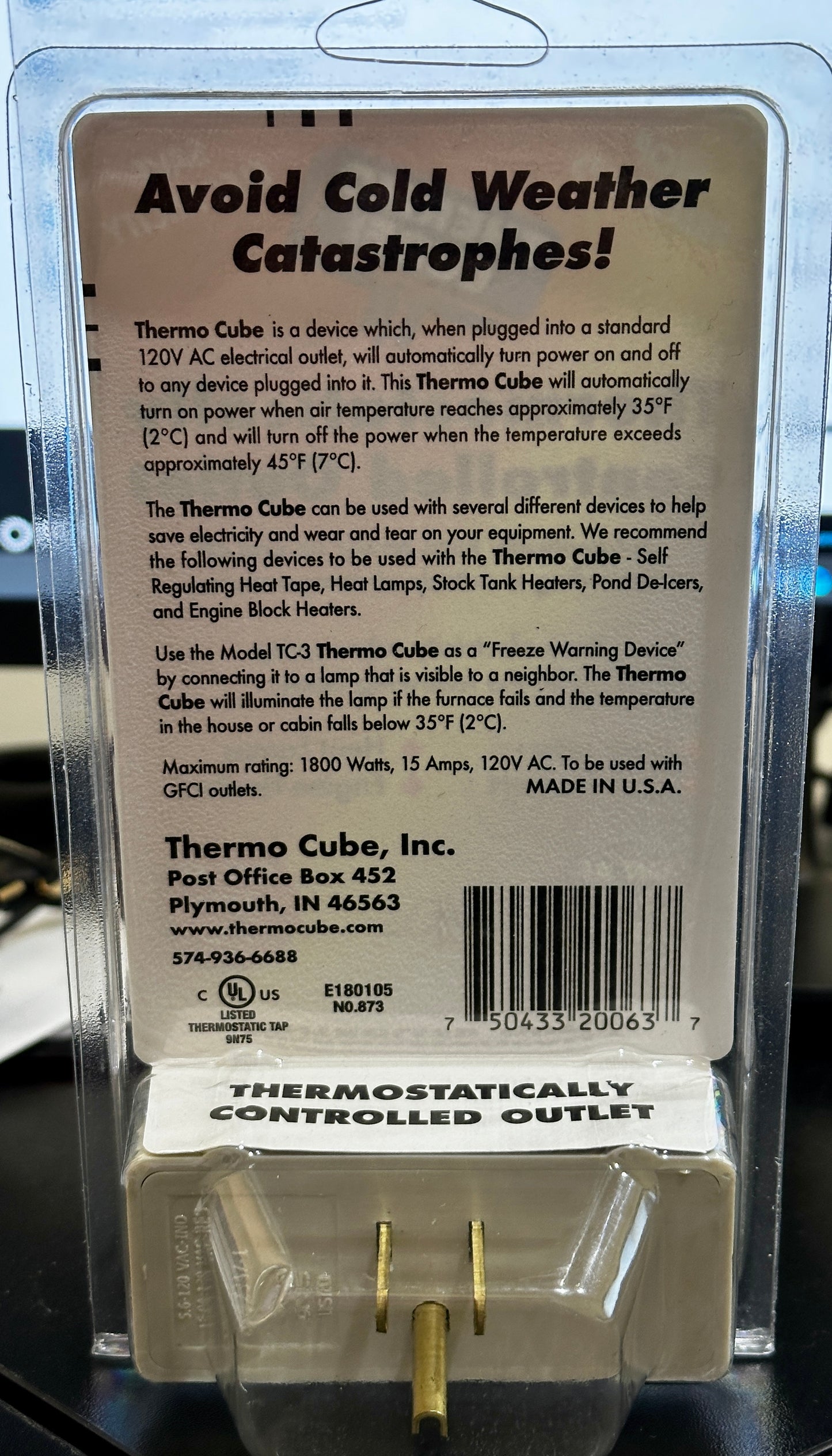 Thermo Cube: Thermostatically Controlled Outlet TC-3 (OPEN BOX)