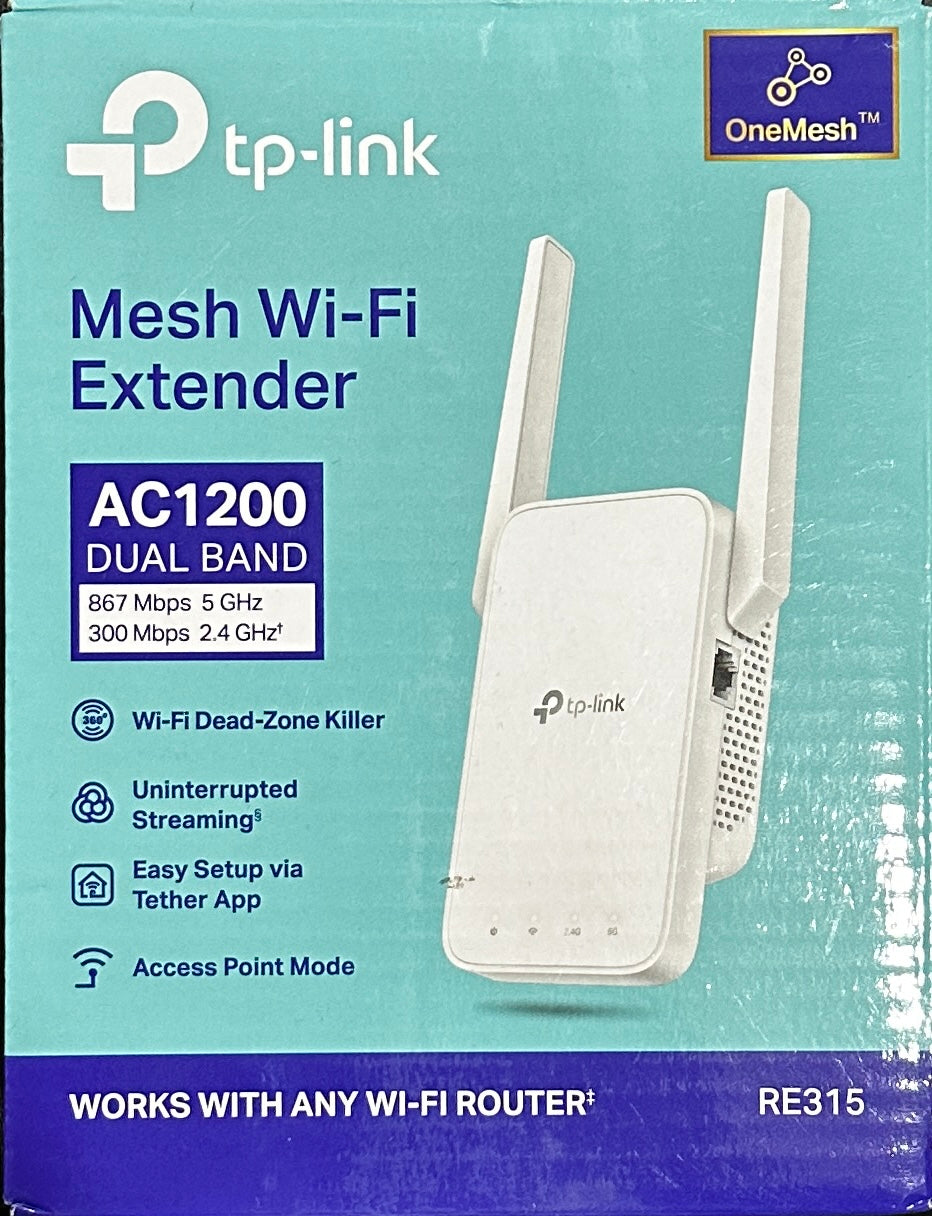 TP-Link RE315 Mesh Wi-Fi Range Extender AC1200 Dual-Band Wireless (Open Box)