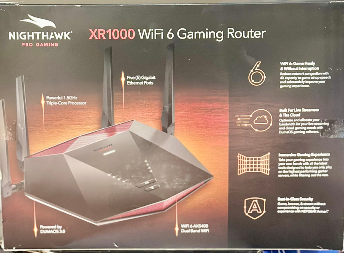 NETGEAR Nighthawk Pro Gaming WiFi 6 Router (XR1000) 6-Stream (OPEN BOX)