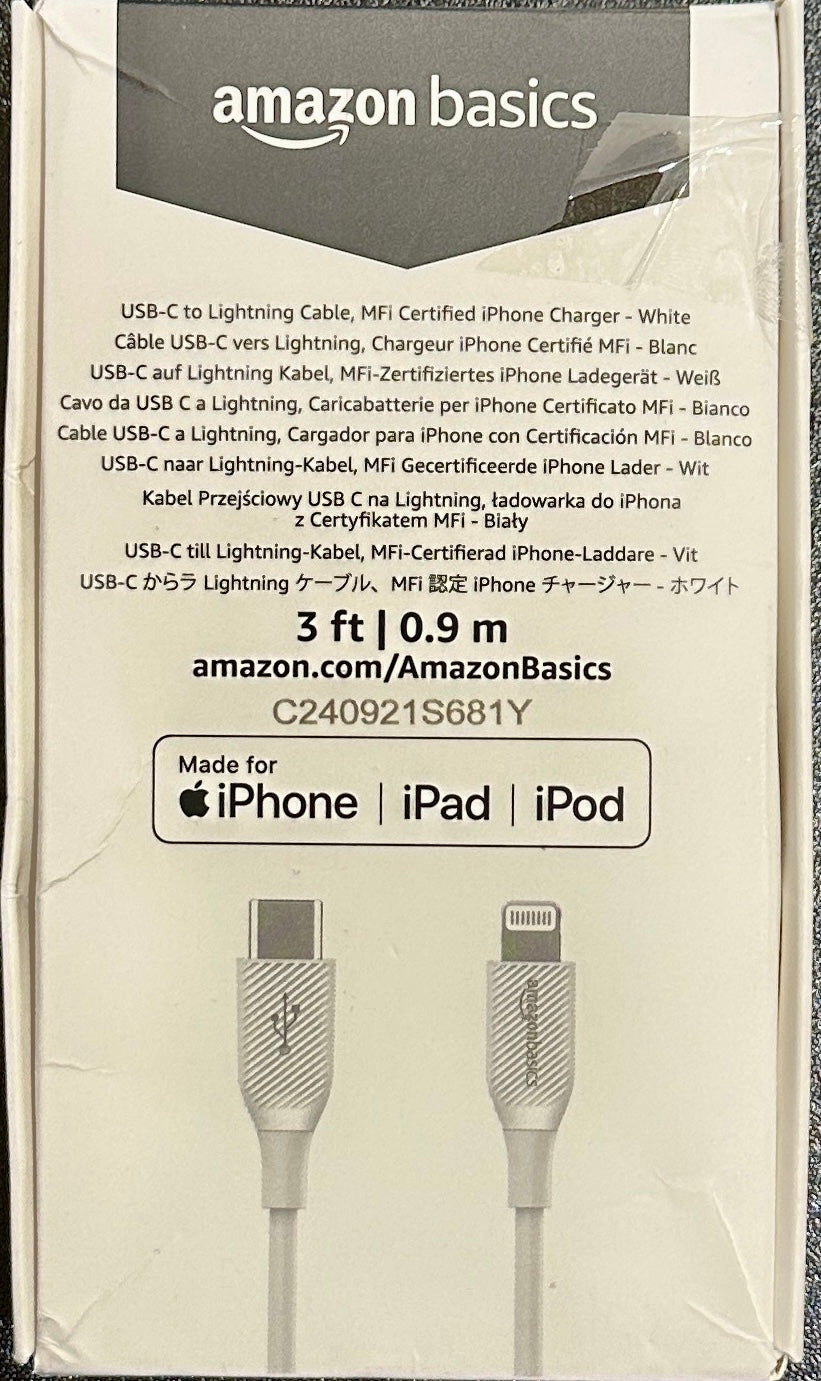 Amazon Basics USB-C to Lightning ABS Charging Cable (OPEN BOX)