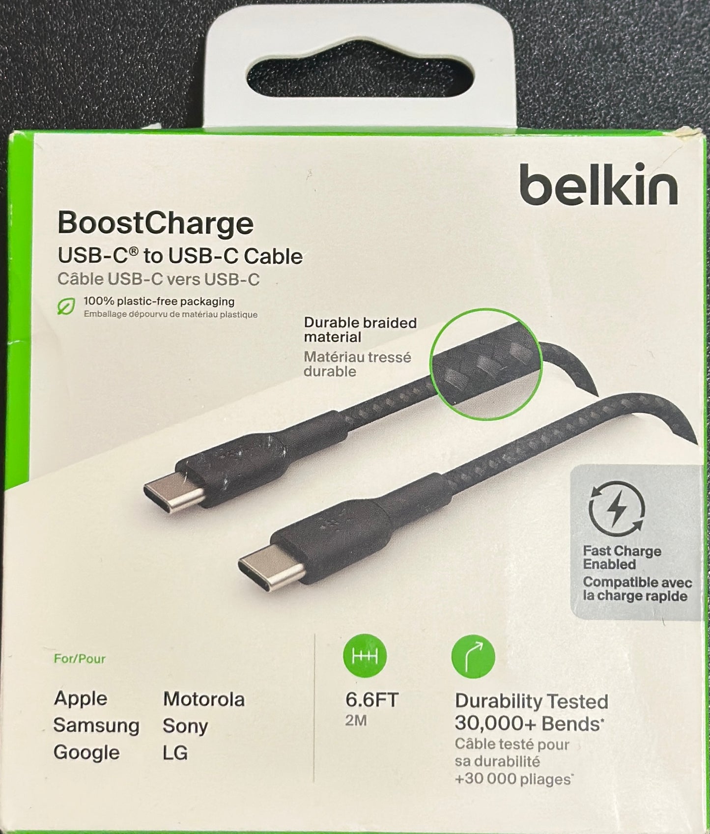 Belkin BoostCharge Braided USB-C to USB-C Cable (6.6ft) (OPEN BOX)